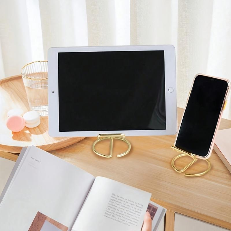 1PC Golden Desktop Mobile Phone Holder, Simple Desktop Reading Display Holder Business Card Holder