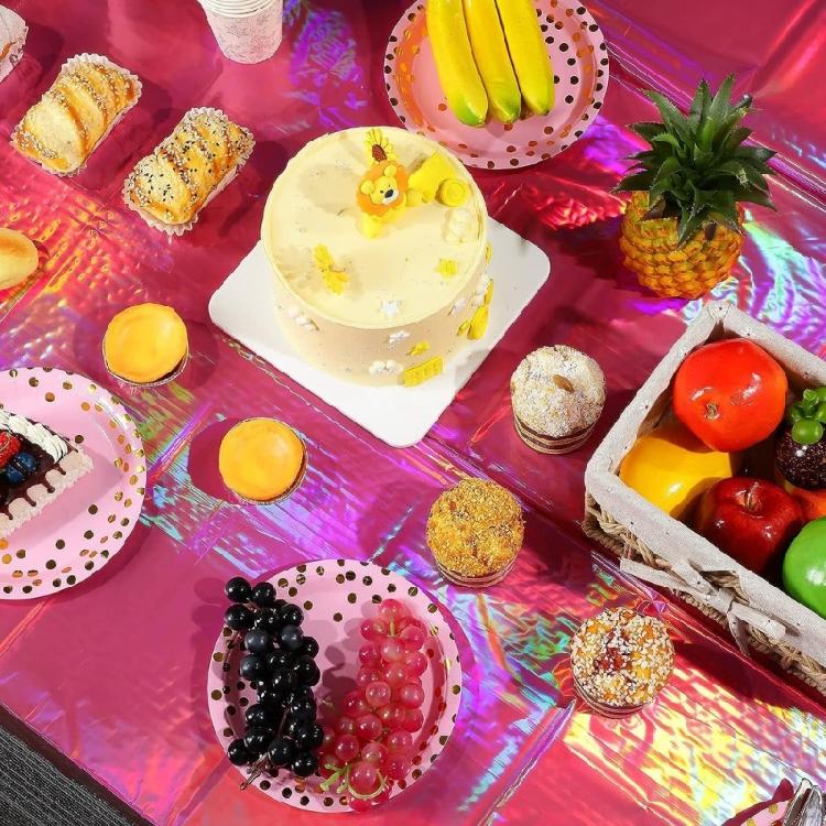 Color Changing Aluminum Film Tablecloth Disposable Water Resistant Stains Resistant For Instants Party Setups And Decoration