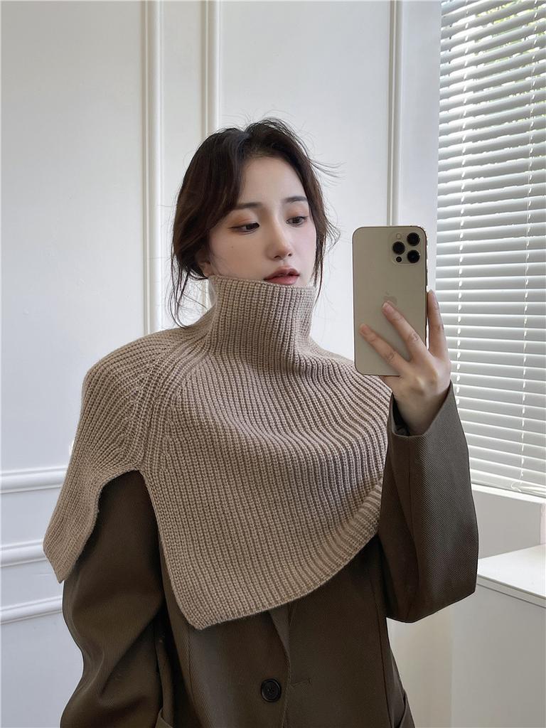 Scarf women's winter new fashion outer pullover scarf women's solid color Korean versatile neck cover wool knitted shawl