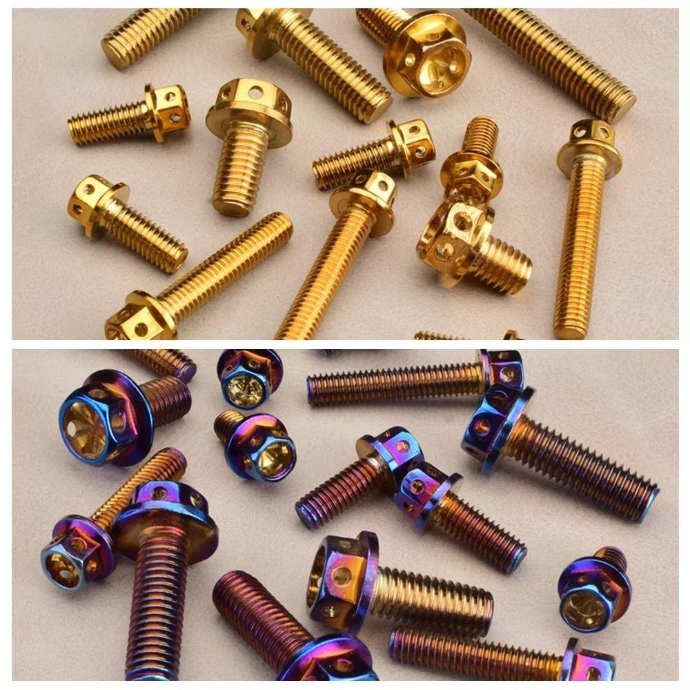 10/15/20/25/30/35/40/45/50/60 Titanium Flange With Drilled Holes Hex Head Bolts Motorcycle