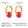 1 Pair Gold Plated Hoop Earrings with Colorful Natural Stone Pendants for Women Daily Casual Wear Fashion Jewelry
