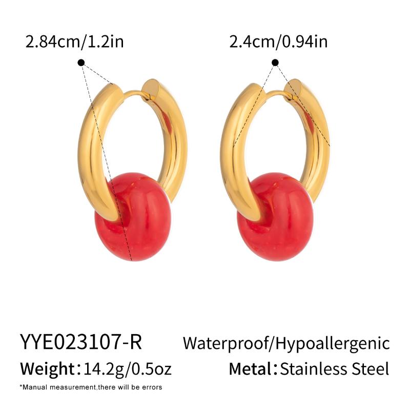 1 Pair Gold Plated Hoop Earrings with Colorful Natural Stone Pendants for Women Daily Casual Wear Fashion Jewelry