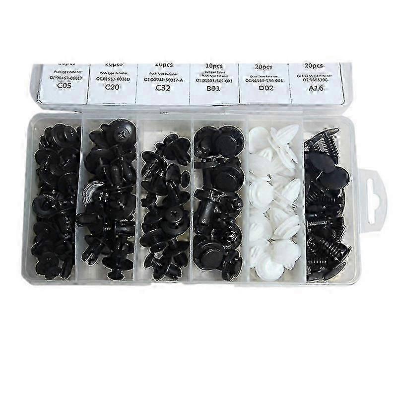 Car Fastener Box Set 100pcs Bumper Retainer Clips Car Rivets Fasteners Auto Accessory
