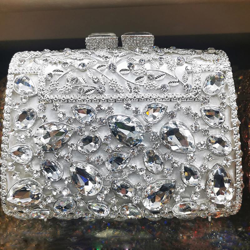Large Blue Stone Evening Bag Rhinestone Clutch Purse Women Luxury Wedding Purse Bridal Party Formal Crystal Handbags Diamond