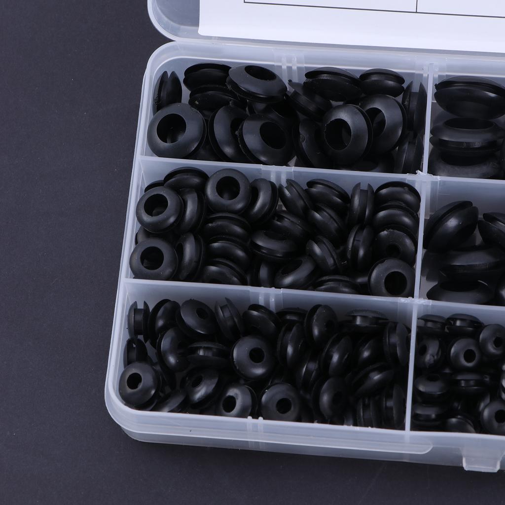 260pcs Rubber Wire Sleeve Set Easy Cable Organization Solution Flexible Rubber Wire Seals with Storage Box Assorted set