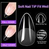 100Pcs Short Almond Half Matte Nail Tips Soft Gel Nail Tips Glossy Full Cover False Nail Tips For Acrylic Nails Manicure Salon H
