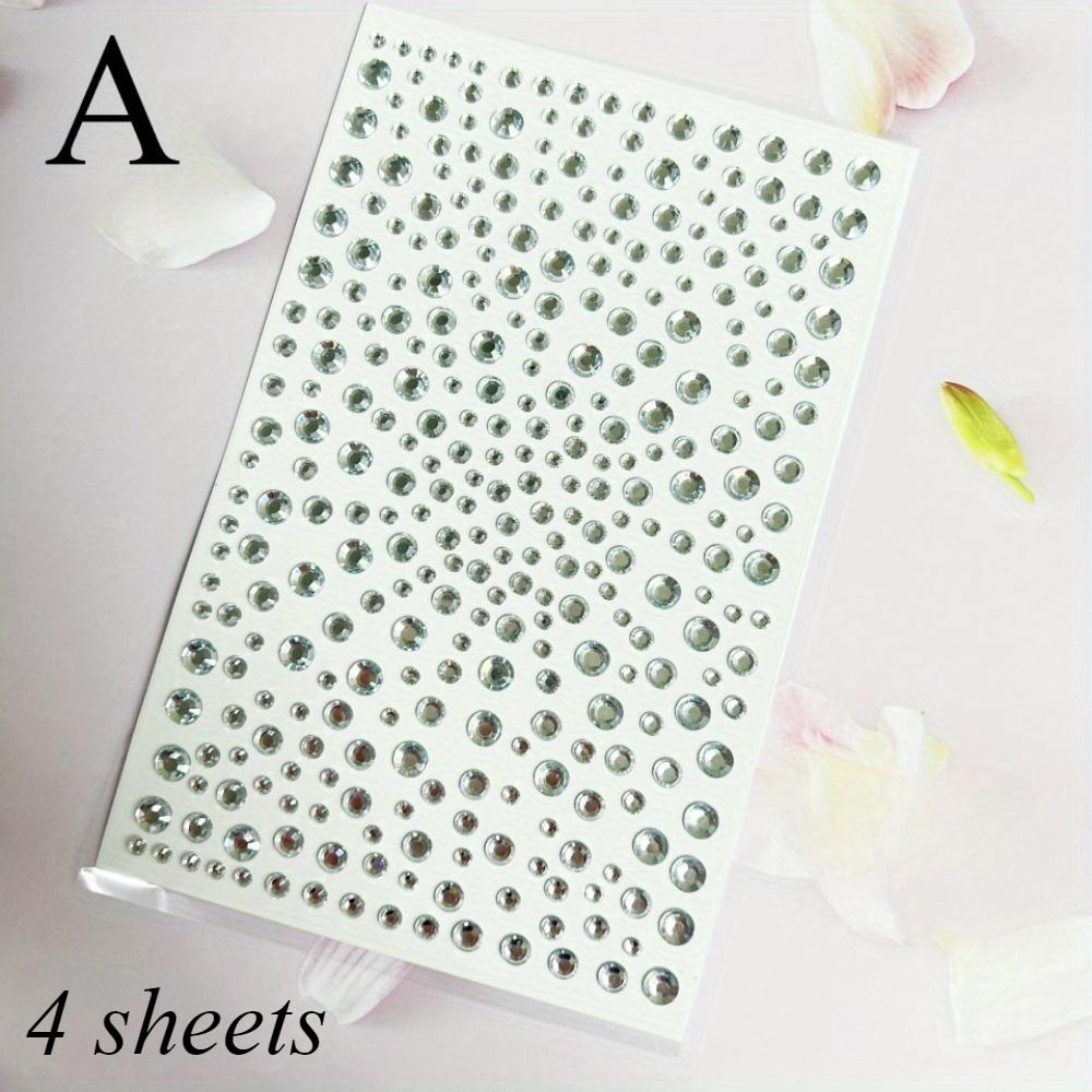 4 Sheets Rhinestone Stickers Faux Pearl Self Adhesive Face Jewels Stick Makeup Face Hair Body Decoration Rhinestone Charms