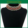 Diamentowy naszyjnik typu choker z geometrycznym łańcuszkiem w kształcie fali wodnej dla kobiet