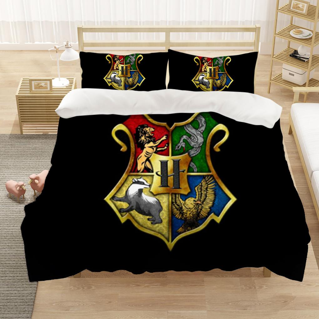 Marauders Map Four Magic College 3Pcs Duvet Cover Sets Cartoon Bedding Set Sheet Children Room Bed Sheet Pillow Case