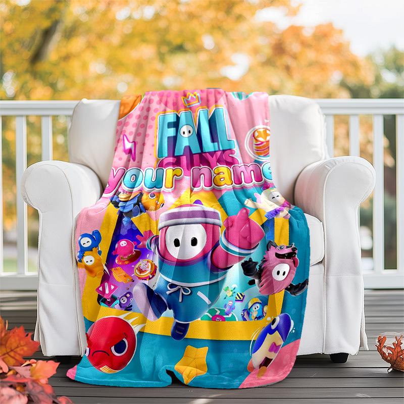 Customiz Name Personality Game Fall Guys Blanket Soft&Warm Office Bed Travel Lunch Break Blanket,Gift All Seasons