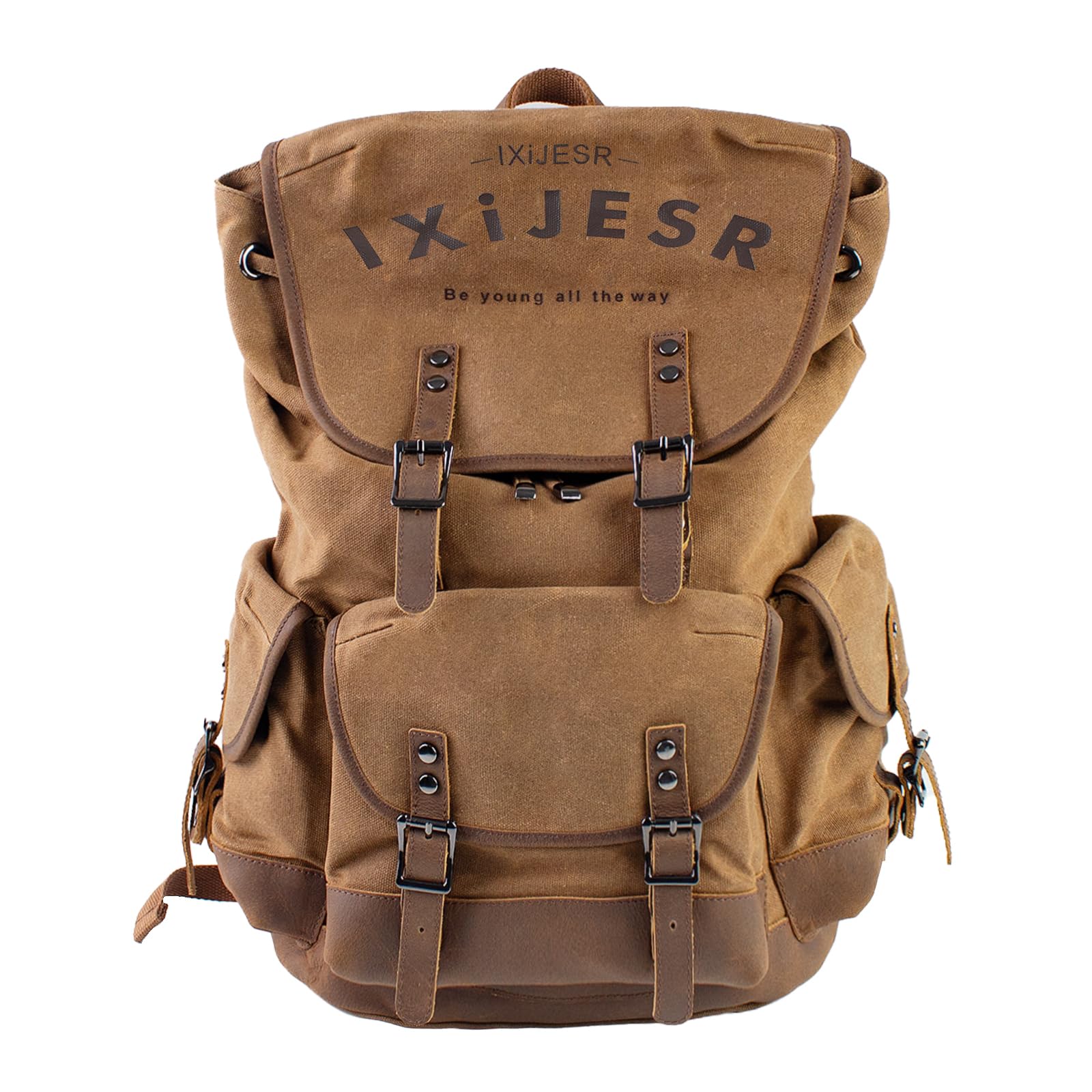 

[lXiJESR] Vintage Backpack Leather Rucksack for Men & Women Large Capacity Camping Bag Computer Backpack for Outdoor Climbing Travel
