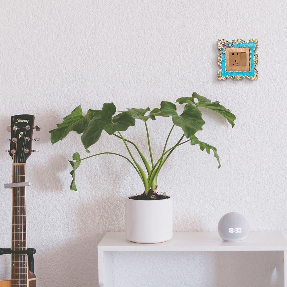 Stil Kunststoff Steckdose Surround Rahmen Einzelne Lichtschalter Abdeckung Wandaufkleber Gold Rand Stecker Dekor