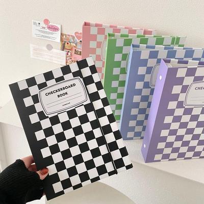 Korean Style Plaid A5 Loose-Leaf Photo Album - Cute, Hard Shell, Three-Inch Card Storage for Star-Chasing Fans