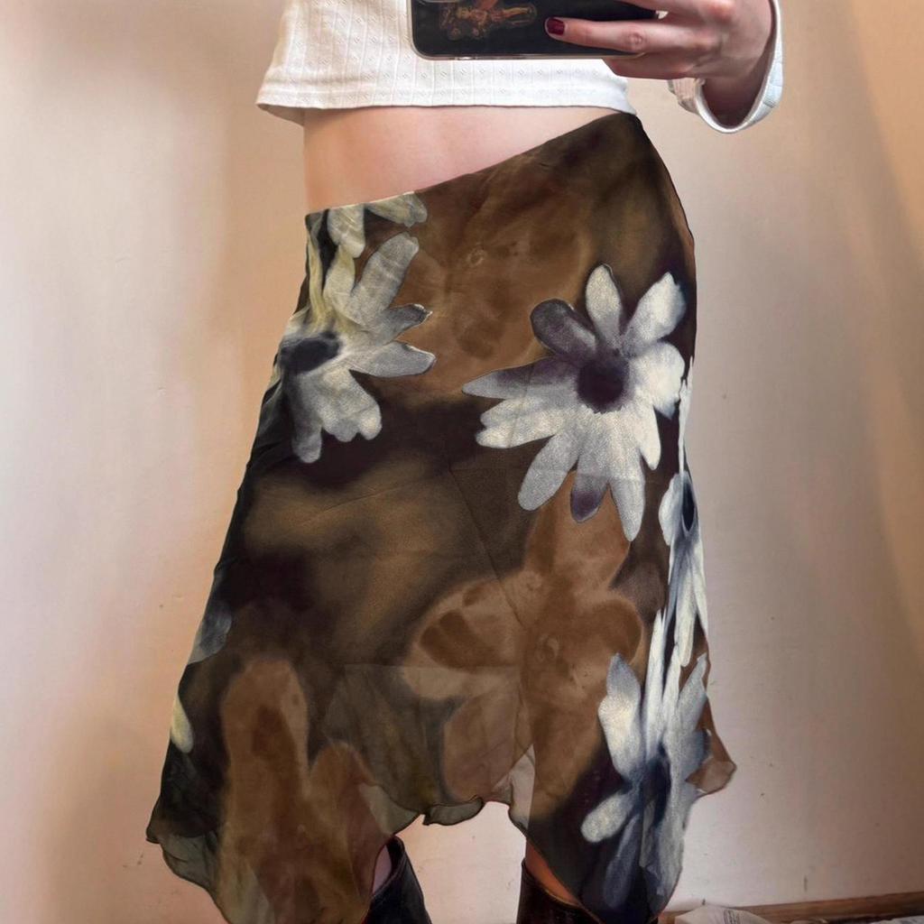 Sweet Fresh Mesh Print Slimming Waist Skirt for Women – Hip-Hugging European & American Style