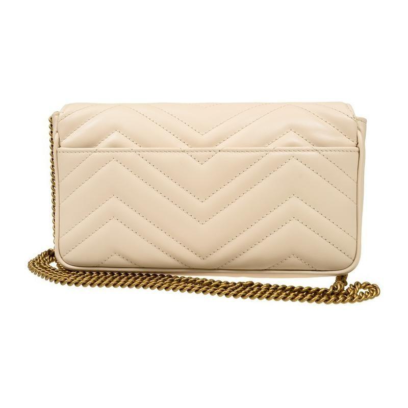 Gucci GG Marmont Vintage Double G Logo Card Holder Leather Two-In-One Shoulder Crossbody Mini Bag Women bags White Black 751526-AACCE-9053