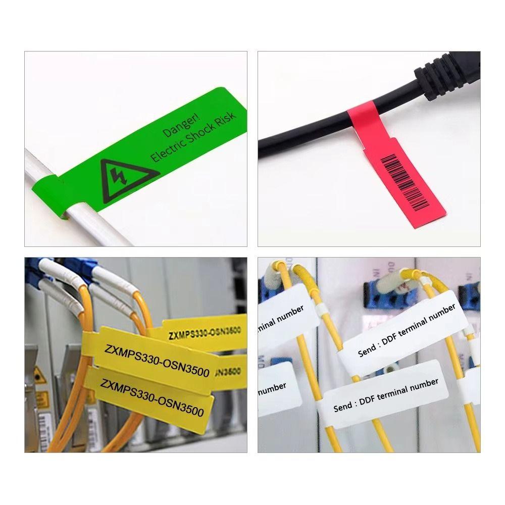 65Pcs/Roll Self Adhesive Cable Laber Paper Mini Waterproof Thermal Cable Sticker Portable Smart Identification Fiber Tag