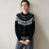 2025 Fall/Winter Striped Retro Women's Cashmere Sweater - Loose Round Neck Thick Cardigan with Long Sleeves