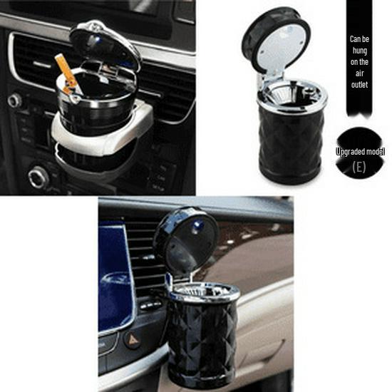 Newcomer Exclusive Car Ashtray with Lid and Luminous Light, Hanging Air Vent Design.