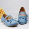 Girls Leather Shoes for Party Wedding Children Denim Fabric Princess Shoes Round Toe Kids Shallow Princess Shoes with Bowtie
