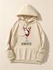 Women Casual Fashion Wine Deer Print Hooded Sweatshirt Kangaroo Pocket Comfort Drawstring Pullover For Autumn Winter