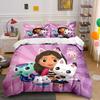 Purple Cat & Girl Bedding Set Bedding Duvet Cover Set Duvet Cover Pillowcases (1 * Duvet Cover 2 * Pillowcases, Without Duvet Insert)