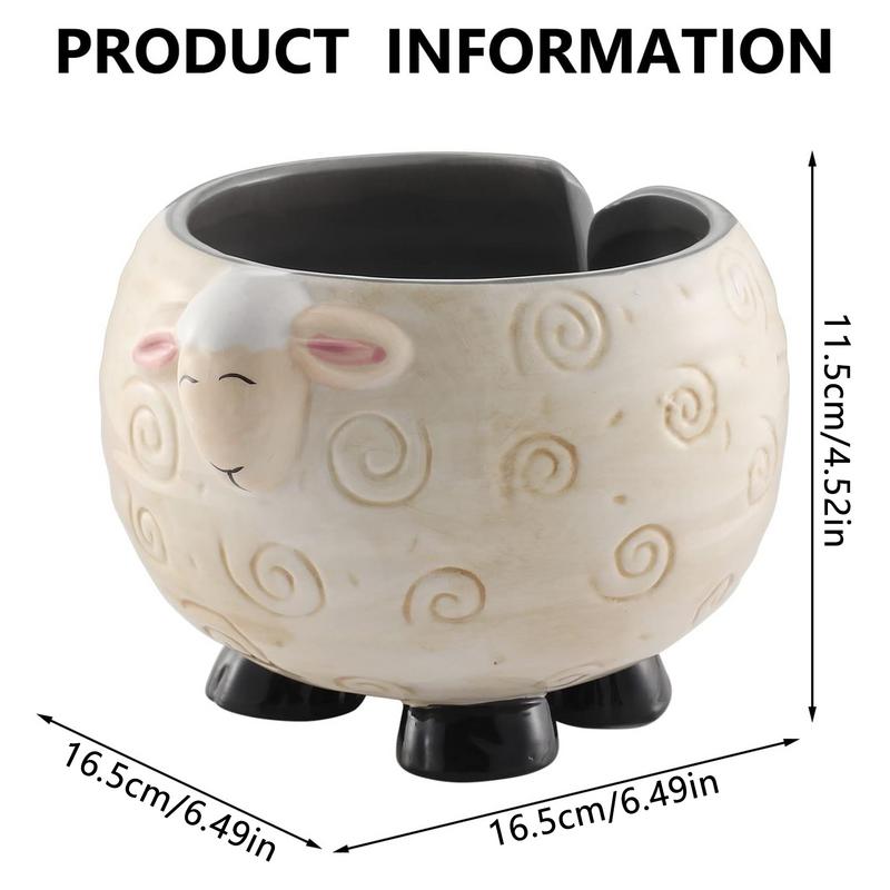 Ciotola per Filati in Ceramica a Forma di Pecora Portacimbali di Lana per Lavori a Maglia Uncinetto Organizzatore per Cucito Domestico Decorazione