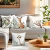 4 Pcs Cute Animals Single-Sided Printed Pillowcase Cushion Cover,Suitable For Living Room,Bedroom,Car Decoration