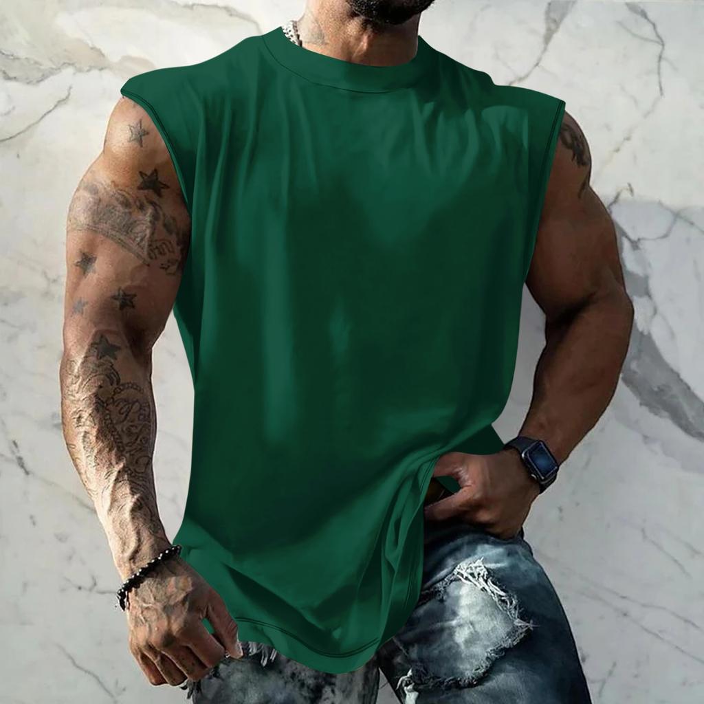 Men Sleeveless Tank Top Muscle Shirt Loose Fit Basic Solid Color Casual Summer Workout Vest for Daily Use