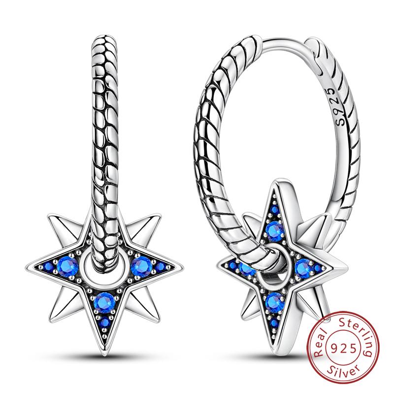 Hoop Earrings 925 Silver Starlight Crystal Circular Snake Bone Hoop Earrings For Women Fashion Birthday Jewelry Gift