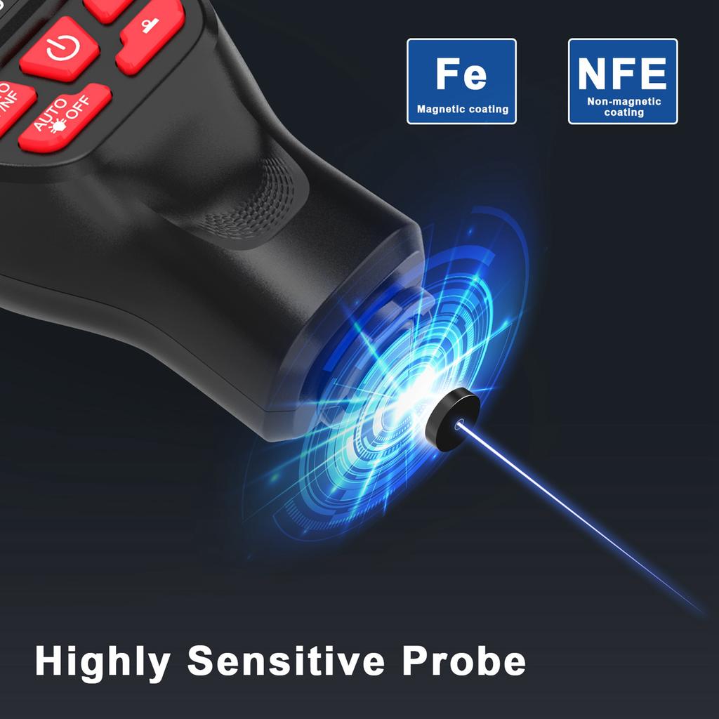 0 2000UM Thickness Gauge High Precise LCD Digital Automobile Film Thickness Meter Car Paint Coating Thickness Tester