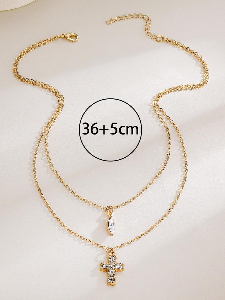 Women's Geometric Diamond Cross Necklace - European & American Punk Hip-Hop Style Choker