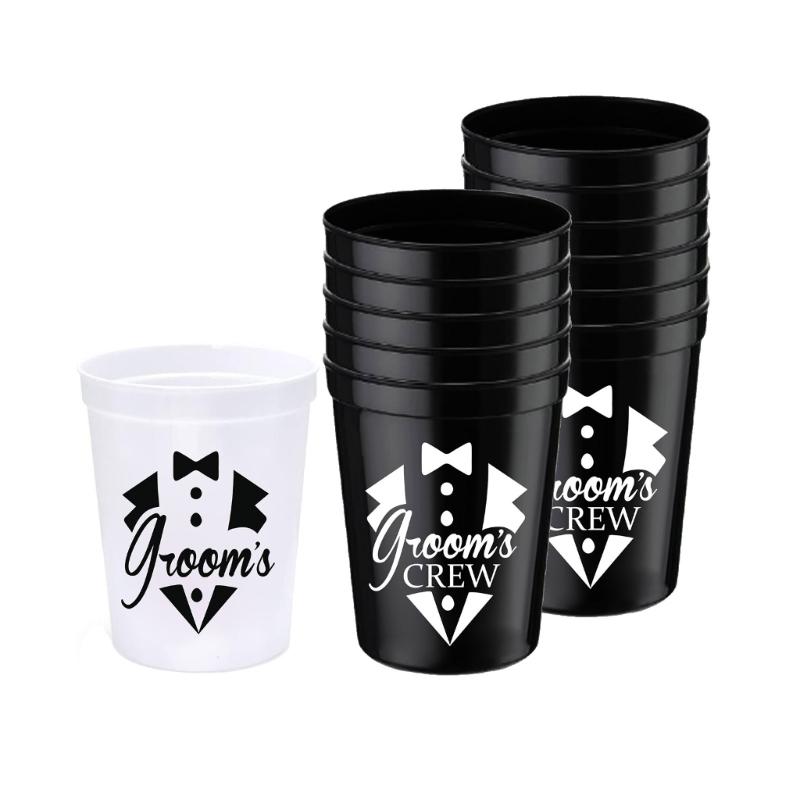 Reusable Grooms To Be Plastic Cups Tumblers Large Capacity Drinking Cups Set for Wedding Reception Decoration 5Pcs