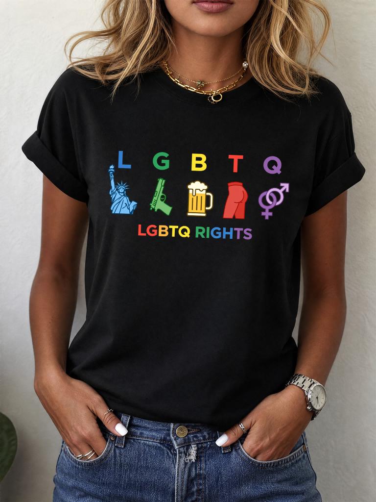 ilstileLGBTQ Rights 2026 Pride Women TShirt Funny Icon Rainbow Graphic Tee Casual Short Sleeve Summer Gay Pride Gift