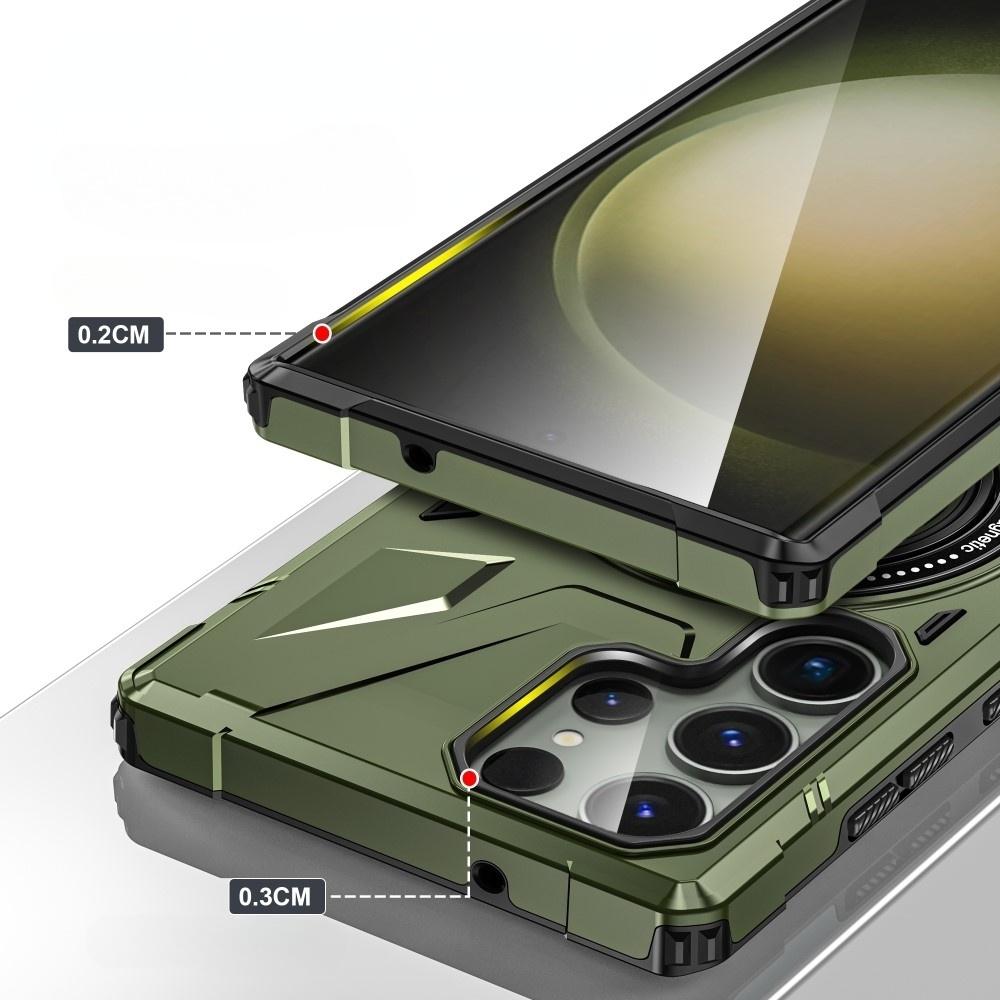 Samsung Galaxy S24 Ultra Case, Armored with a Stand and a Handle Plate, Green