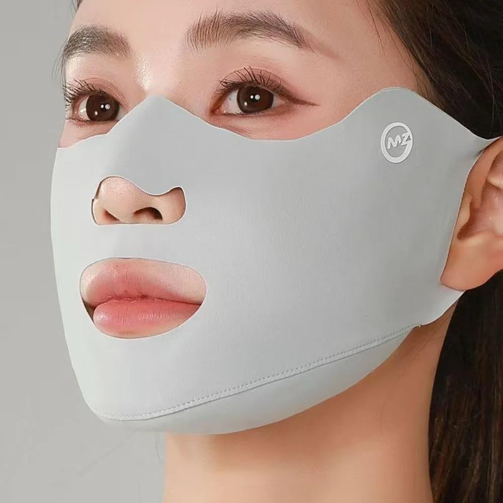 

New Breathable Ice Silk Mask Washable Anti-UV Riding Face Mask Dustproof Anti-sun Mask Gift серый