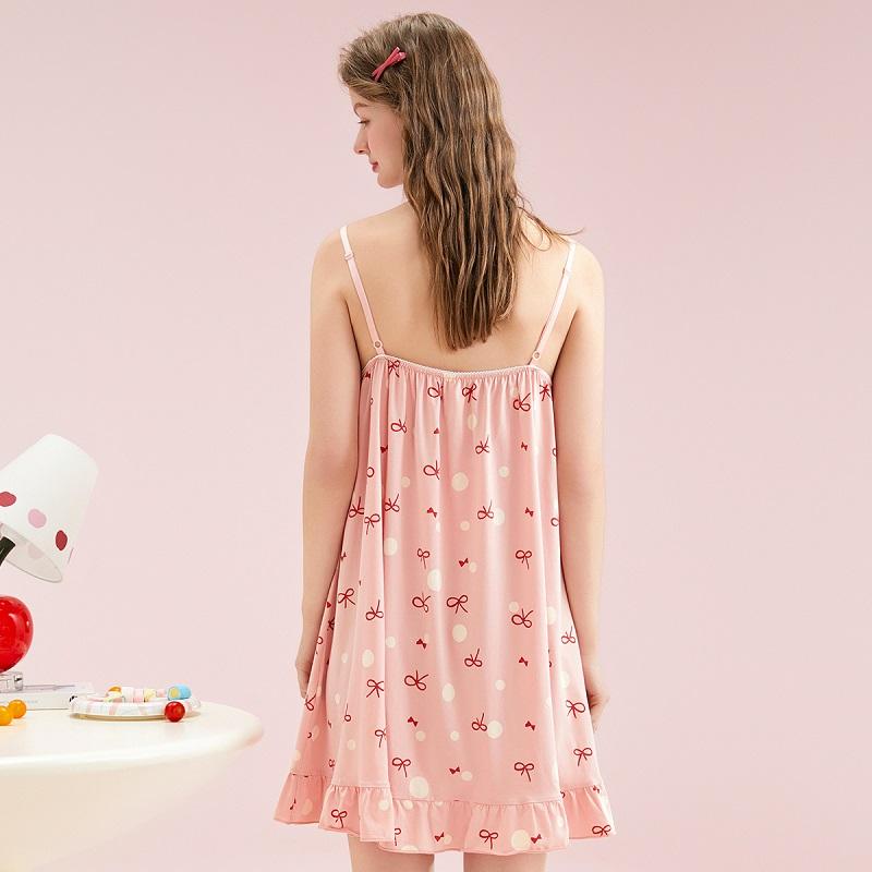 Fenteng [with breast pad 100% pure cotton] pure desire style suspender home short skirt, girls' nightgown dress, worn outside