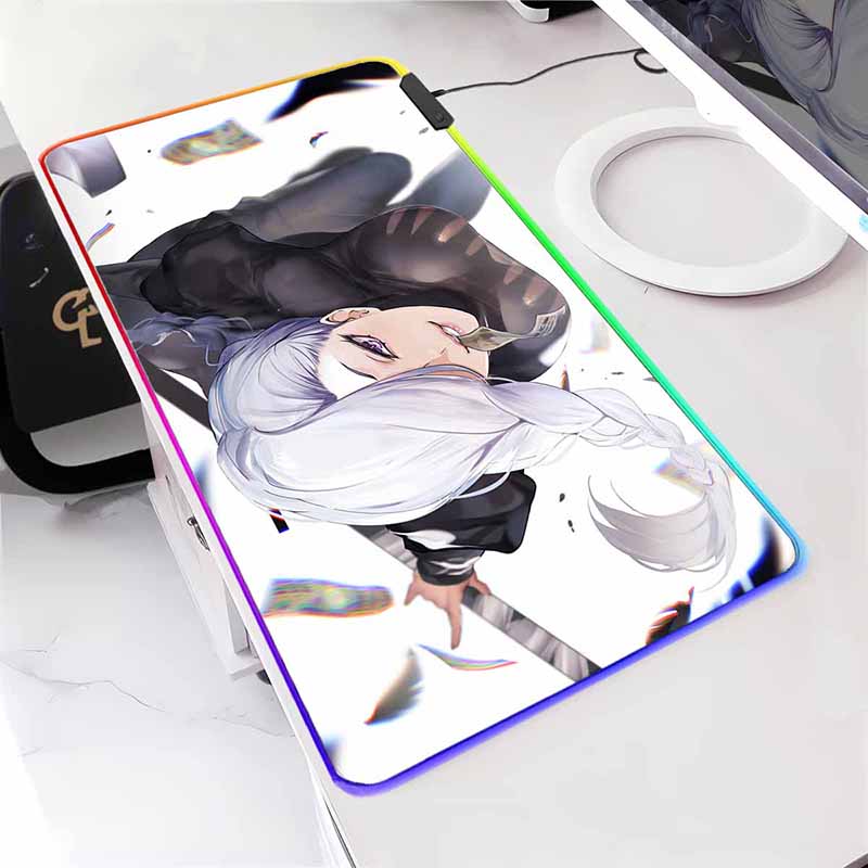 Anime Jujutsu Kaisen Large LED Mouse Mat Rubber Mousepad Gojo Satoru Yuji RGB Mouse Pad Gamer HD Print Table Mat Keyboard Pads