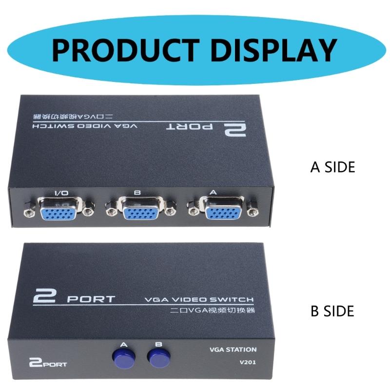 Multi-purpose VGA Video Switch Adapter Converter Box for PC Monitor Accessory 2 Ports Switcher Splitter for Home Device