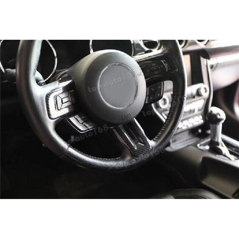 Carbon Fiber Look Steering Wheel Molding Cover Trim For Ford Mustang 2015-