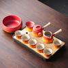 Light luxury red orange gradual change coarse pottery tea set guest tea kung fu set merchandise business enterprise