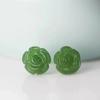 PANJBJ 925 Sterling Silver Rose Hotan Jade Earring for Women Girl Ethnic Style Versatile Temperament Jewelry Gift Dropshipping