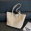 Students Carry Large-capacity Bags In Class Women's Simple Leisure Commuter Tote Bag Summer Woven Shoulder Bag