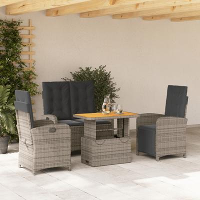Vidaxl 4-Cz. Garden Furniture Set, Cushions, Grey PE Rattan