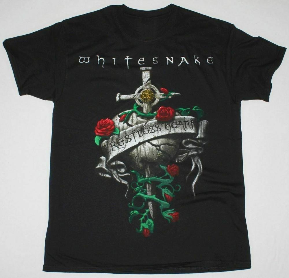 WHITESNAKE RESTLESS HEART ЧЕРНАЯ МУЖСКАЯ ФУТБОЛКА С КОРОТКИМ РУКАВОМ ВСЕ РАЗМЕРЫ S-4XL Унисекс Футболка L