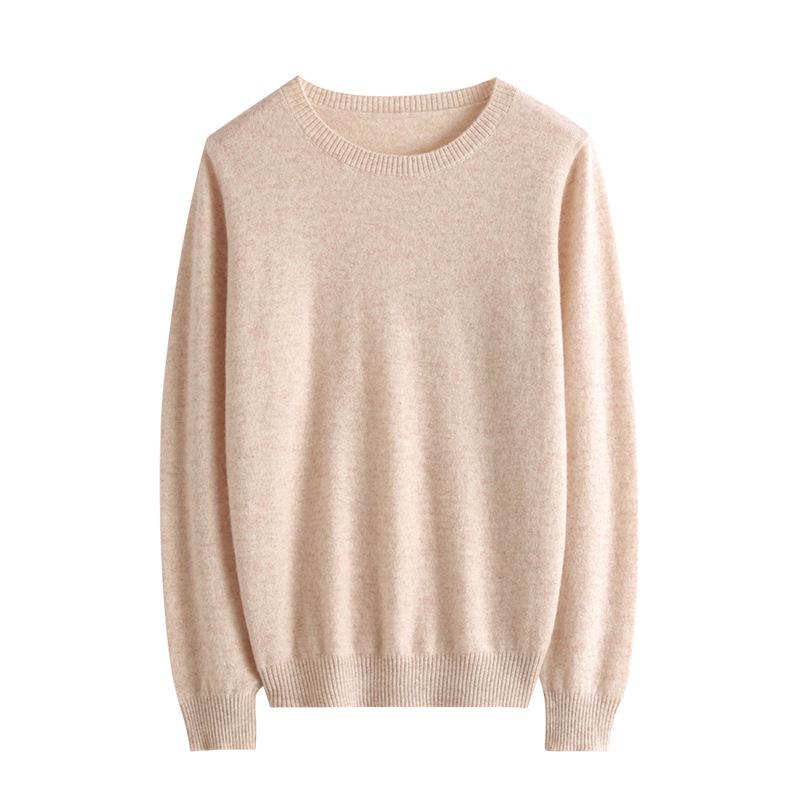 Women's Cashmere Long Sleeve Sweater: New Style, Pure Round Neck, Loose Fit, Thin Knit Pullover for Autumn/Winter