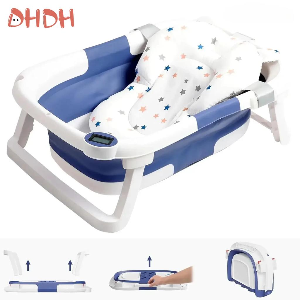 Large Folding Baby Bathtub Real-time Temperature Silicone Baby Take A Bath Bathtub Non-Slip Foot Bath Bucket Bathroom