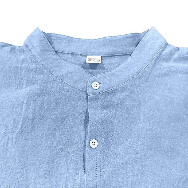 Men's  Fashion Loose Shirts  Linen Open  Breathable Solid Color Slim Fit Men Shirts