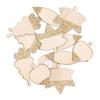 8 Wooden Stickers with Gold Glittery Leaves