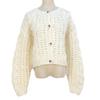 Icelandic Cream Cable Knit Round Neck Cardigan, Single-Breasted Casual European & American Long Sleeve Sweater.