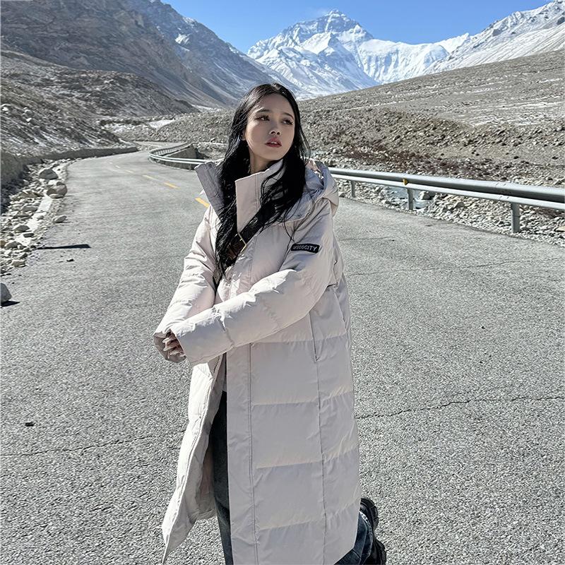 Chinese Opera Down Cotton Jacket Women's Long Model 2025 Winter New Korean Version Loose Cotton Jacket Over the Knee Padded Jacket Thickened Jacket